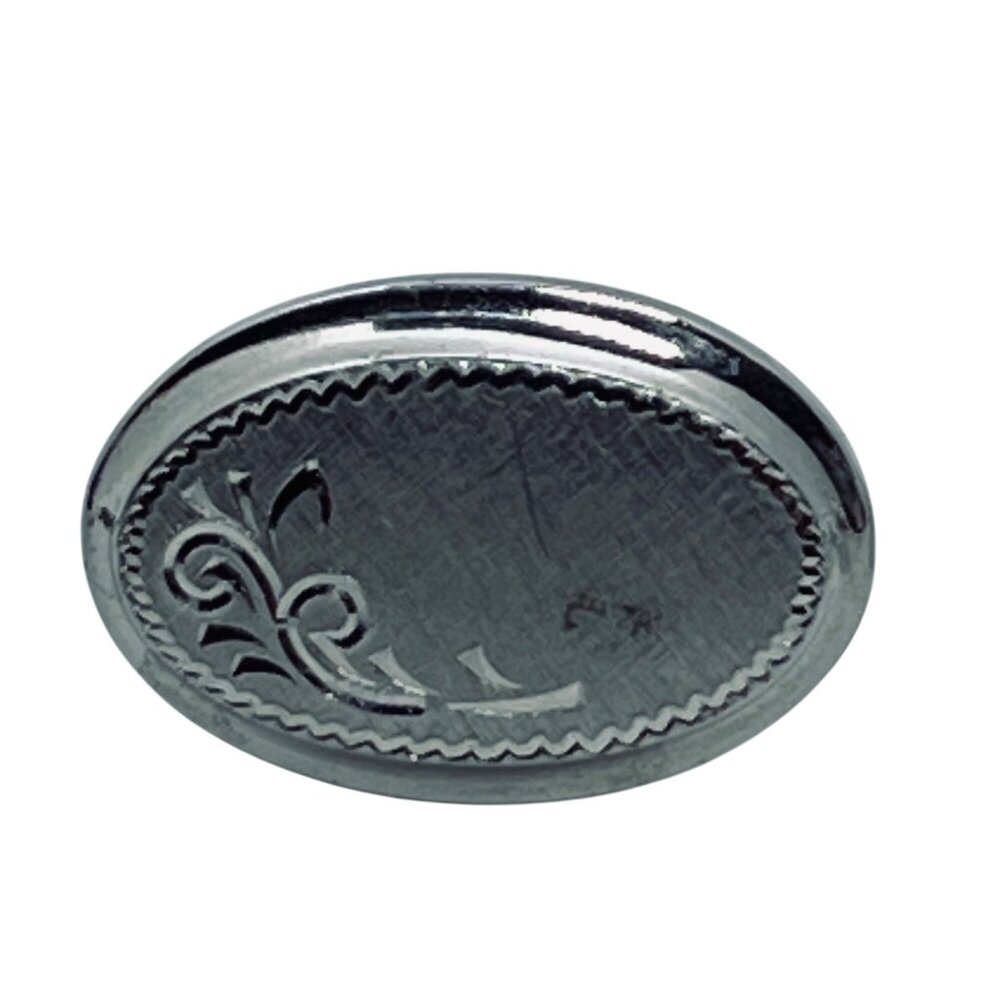 Vintage Heavy Oval Silver Tone Textured & Etched Paisley Cufflinks (5912) - Picture 2 of 4